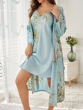 Silk Satin Floral Robe Set