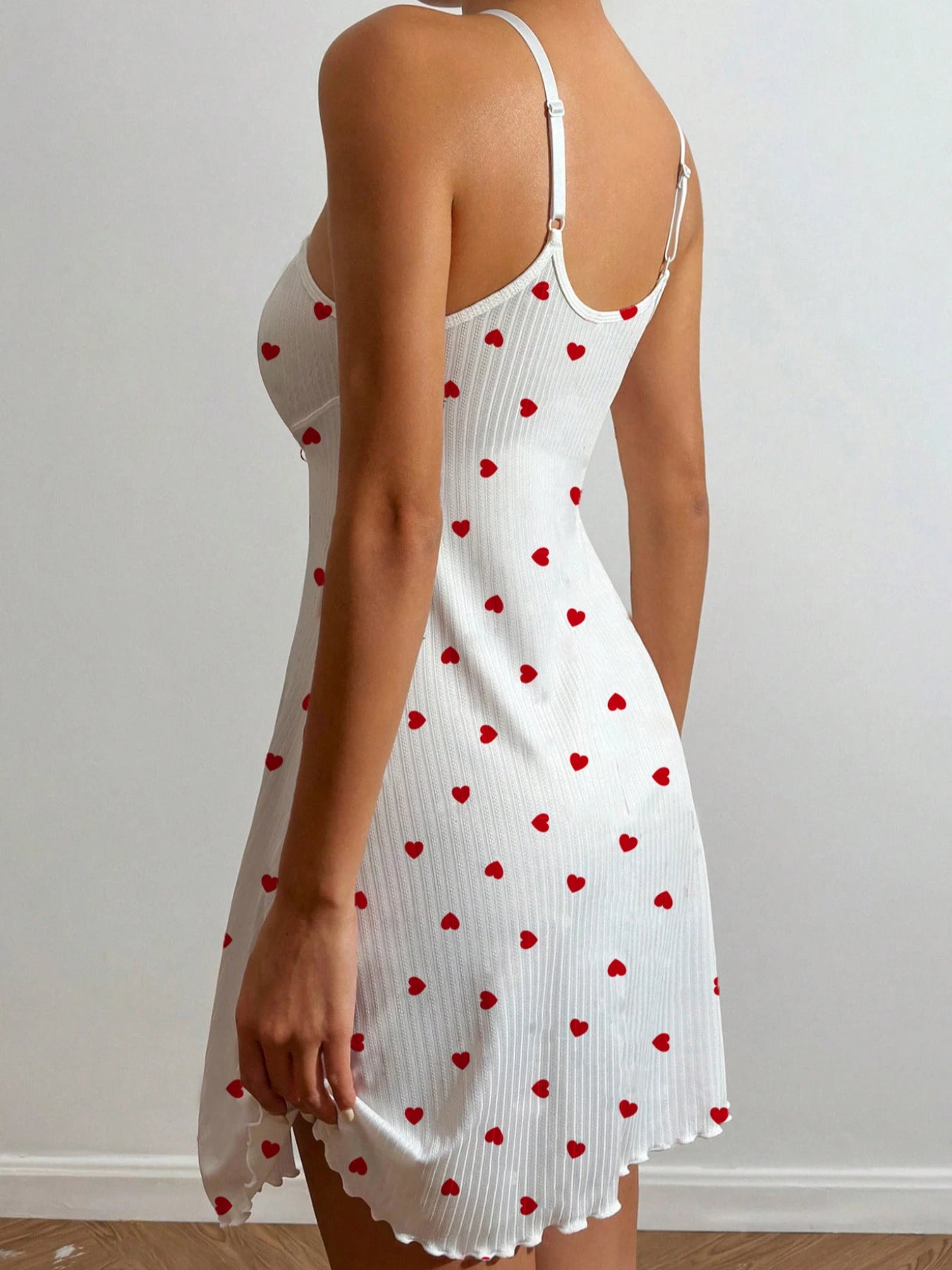 Women's Sleepwear Sexy Nightdress Night Gown Heart Printed Halter Neck Pajama Mini Dress Casual Sleepshirts Nightdress