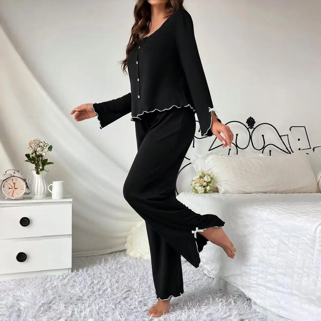 Ruffle Trim Pajama Set