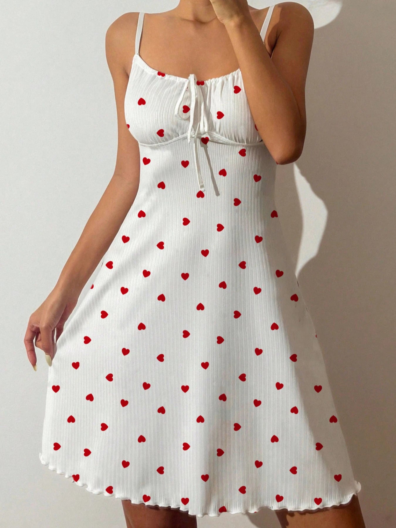 Women's Sleepwear Sexy Nightdress Night Gown Heart Printed Halter Neck Pajama Mini Dress Casual Sleepshirts Nightdress