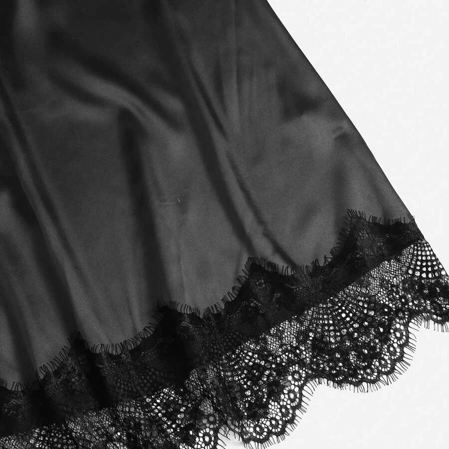 5 Pieces Women's Satin Sleepwear Pajama Set Robe Sexy Lingerie Bathrobe Lace Silk Night Dress Trousers Home Clothed Nightwear PJ