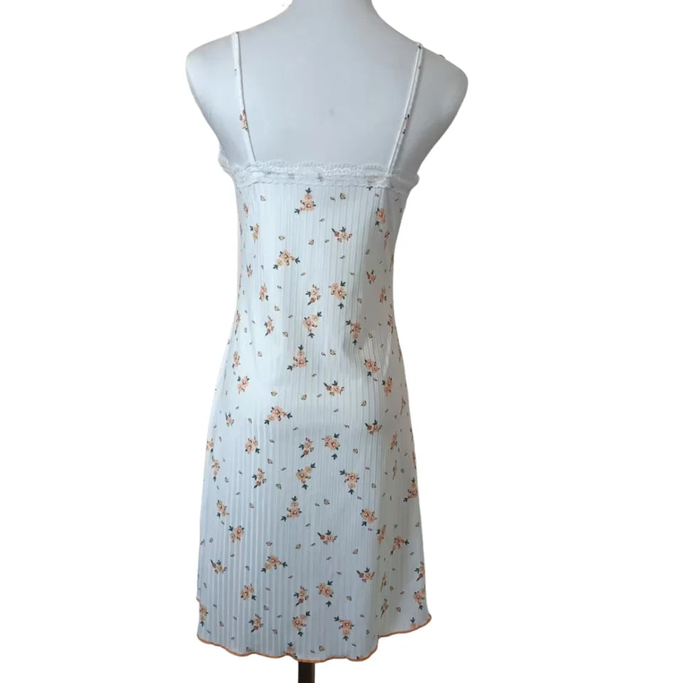 Sexy nightgown sweet floral suspender sleepwear comfortable lace dress for women fashionable home suit set new hot selling