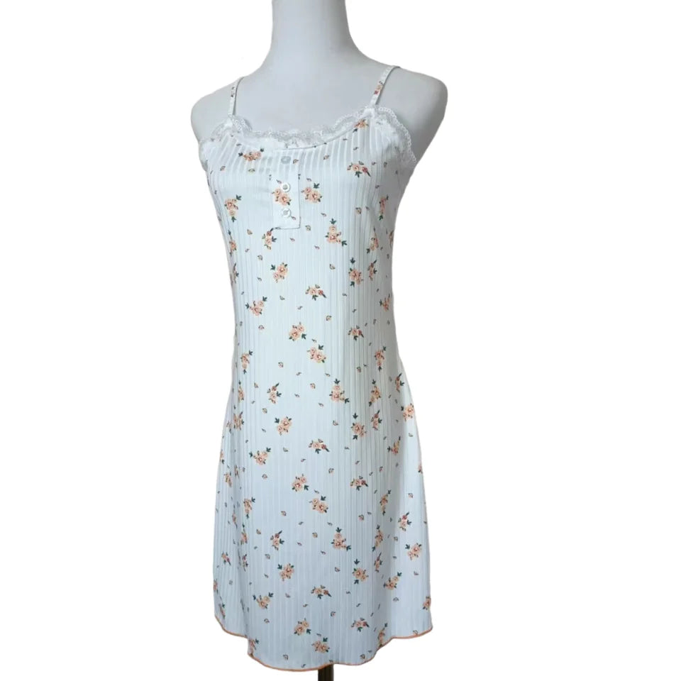 Sexy nightgown sweet floral suspender sleepwear comfortable lace dress for women fashionable home suit set new hot selling