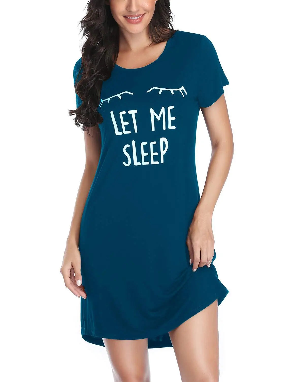 Womens Pajamas Milk Silk Cat Panda Print Short Sleeve Nightdress